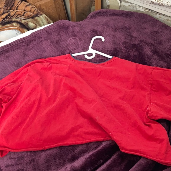 Red Crop top with white and navy blue stripes - Picture 2 of 2